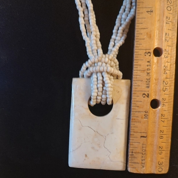 Glass Bead & Stone Pendant Necklace - Picture 3 of 4